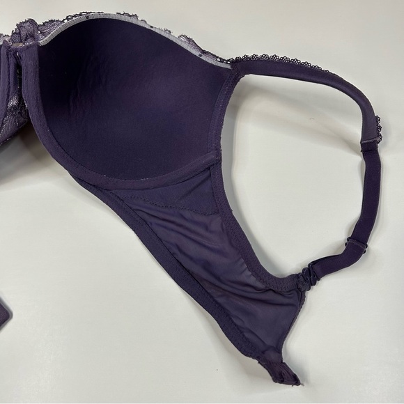 Body Victorias Secret 34D Pushup Bra Padded Purple Floral Lace Underwire #0466 - Picture 7 of 11